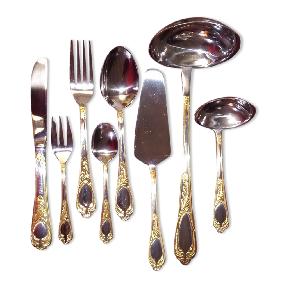 Mallette ménagère 70 pièces Besteke SBS Solingen en chrome nickel et dorée à l’or