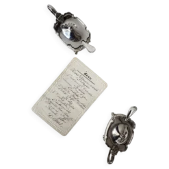 Mappin & Webb vintage, élégant service à condiments en métal argenté.