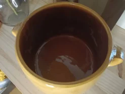 Marmite / Faitout vintage en terre cuite émaillée avec couvercle (21 x