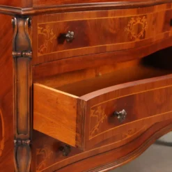 Meuble à abattant ancien en noyer avec incrustations d’érable, Italie, XXe siècle