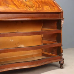 Meuble à abattant ancien en noyer avec incrustations d’érable, Italie, XXe siècle