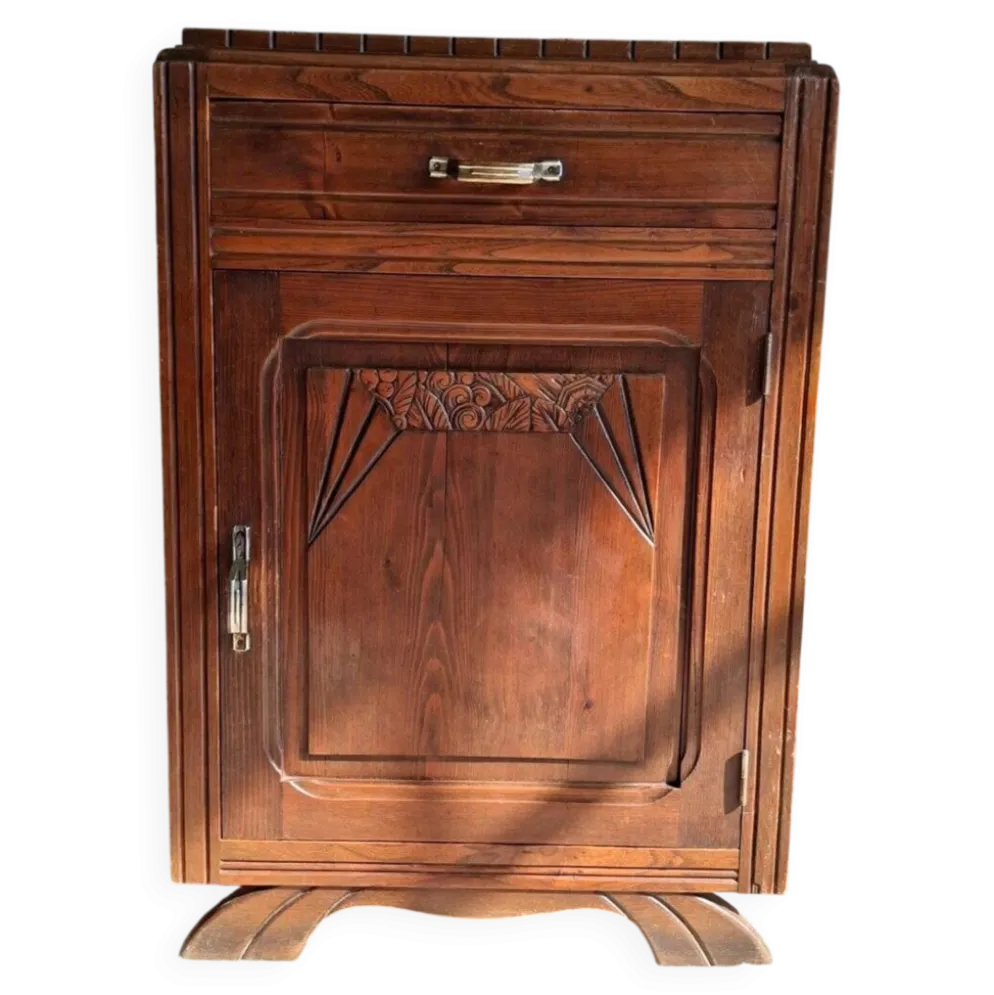Meuble Art Déco années 1930 – Sculpté, metal, bois massif