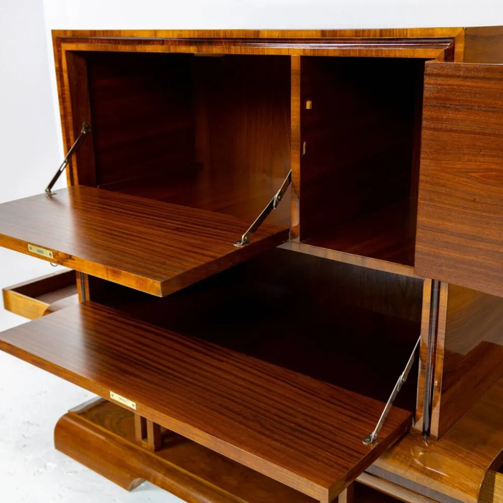 Meuble bar Art Déco en noyer, Wilhelm Mosurski - années 30