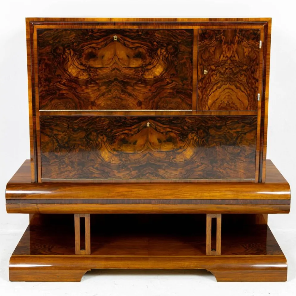 Meuble bar Art Déco en noyer, Wilhelm Mosurski - années 30