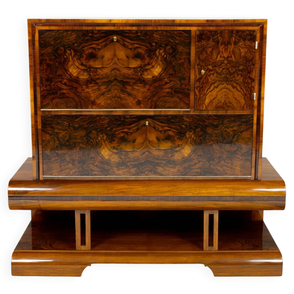 Meuble bar Art Déco en noyer, Wilhelm Mosurski - années 30