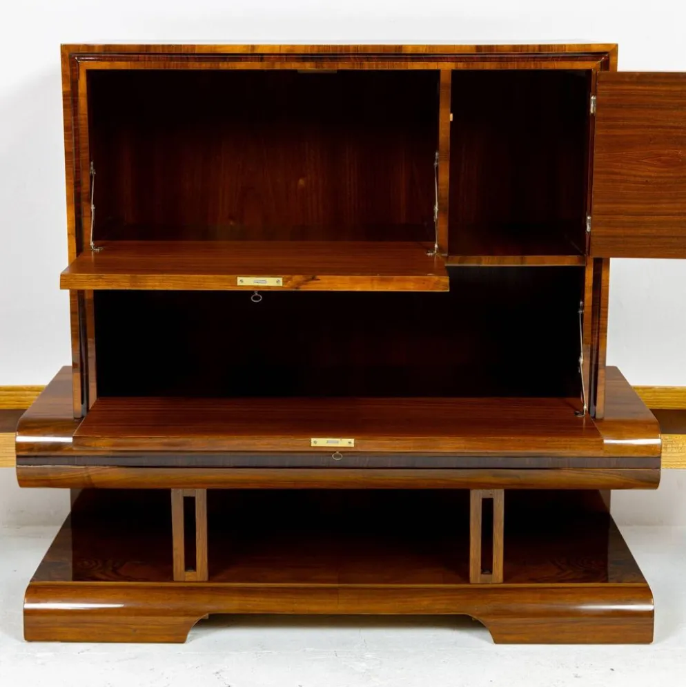 Meuble bar Art Déco en noyer, Wilhelm Mosurski - années 30