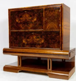 Meuble bar Art Déco en noyer, Wilhelm Mosurski - années 30