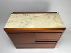 Meuble bar attribué à Angelo Mangiarotti pour Molteni en bois et marbre, années 1960
