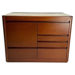 Meuble bar attribué à Angelo Mangiarotti pour Molteni en bois et marbre, années 1960