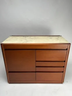 Meuble bar attribué à Angelo Mangiarotti pour Molteni en bois et marbre, années 1960
