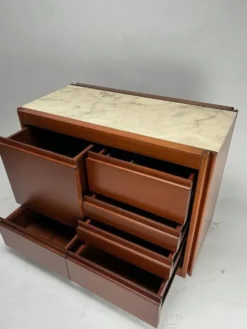 Meuble bar attribué à Angelo Mangiarotti pour Molteni en bois et marbre, années 1960