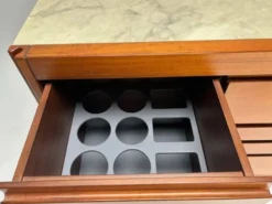 Meuble bar attribué à Angelo Mangiarotti pour Molteni en bois et marbre, années 1960