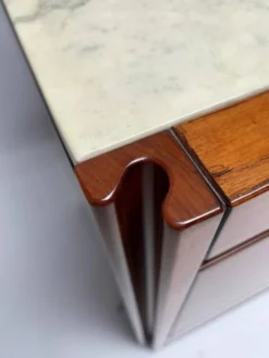 Meuble bar attribué à Angelo Mangiarotti pour Molteni en bois et marbre, années 1960