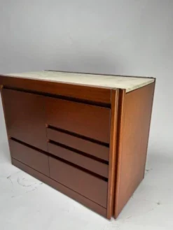 Meuble bar attribué à Angelo Mangiarotti pour Molteni en bois et marbre, années 1960