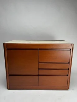 Meuble bar attribué à Angelo Mangiarotti pour Molteni en bois et marbre, années 1960