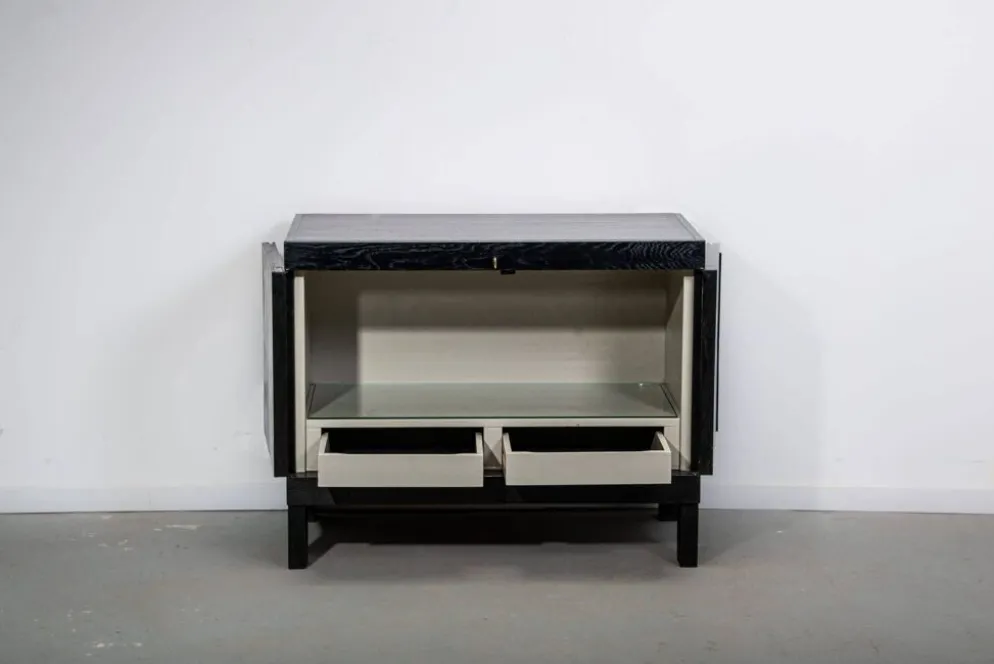 Meuble bar brutaliste noirci par J. Batenburg pour MI Belgium, années 1960