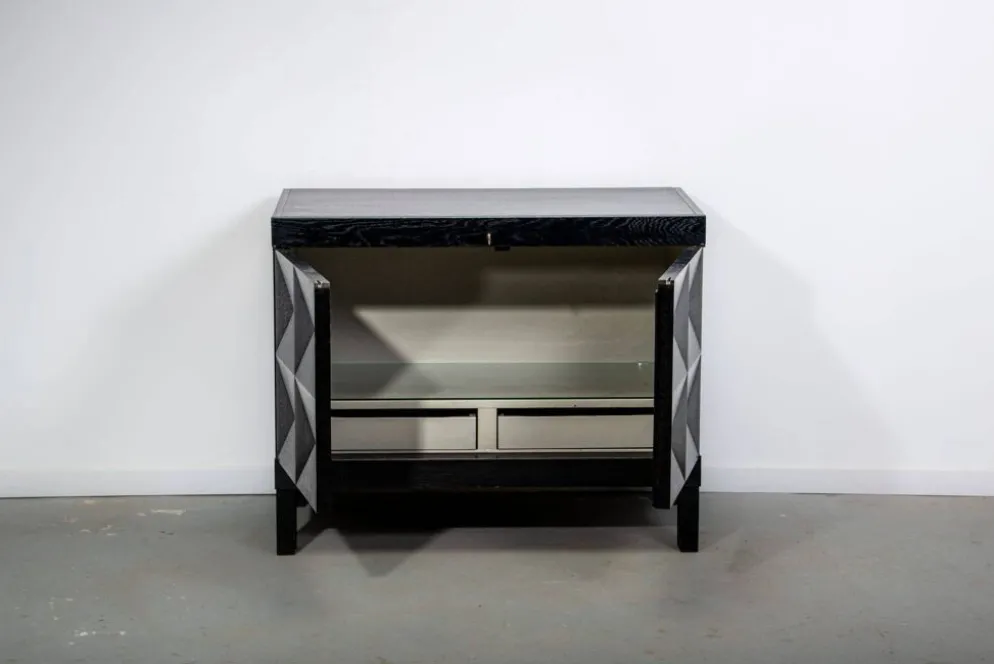 Meuble bar brutaliste noirci par J. Batenburg pour MI Belgium, années 1960