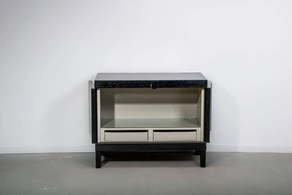 Meuble bar brutaliste noirci par J. Batenburg pour MI Belgium, années 1960