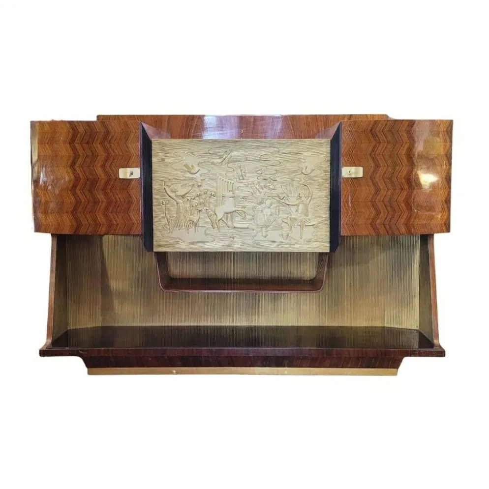Meuble bar / buffet, palissandre, Vittorio Dassi pour la Permanente Mobili di Cantù, Mid-century, années 50 – Italie