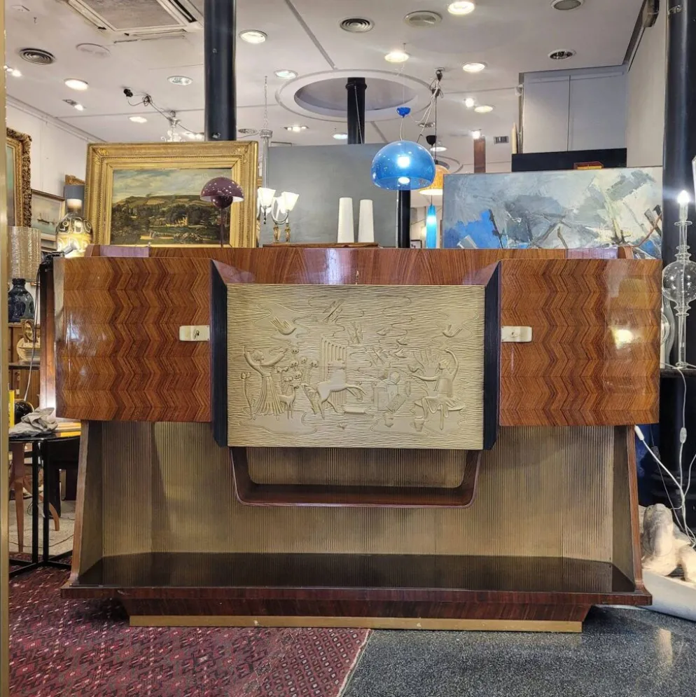 Meuble bar / buffet, palissandre, Vittorio Dassi pour la Permanente Mobili di Cantù, Mid-century, années 50 – Italie