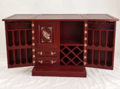 Meuble bar cabinet en palissandre et nacre – fabrication artisanale