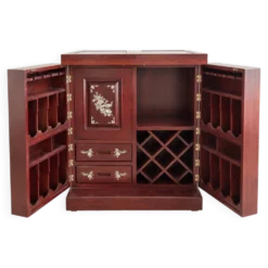 Meuble bar cabinet en palissandre et nacre – fabrication artisanale