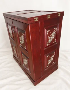 Meuble bar cabinet en palissandre et nacre – fabrication artisanale