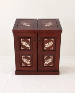 Meuble bar cabinet en palissandre et nacre – fabrication artisanale