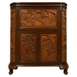 Meuble bar chinois sculpté en bois – XXe siècle