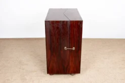 Meuble bar danois sur roulettes en palissandre et laiton par Jorgen Clausen