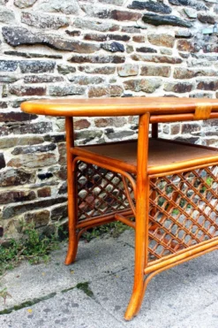 Meuble bar en rotin vintage année 70