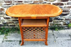 Meuble bar en rotin vintage année 70