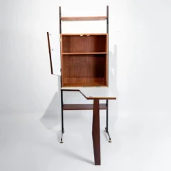 Meuble bar italien avec céramique martini et bar abattant, années 1960