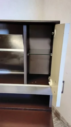 Meuble bar / meuble d’entrée avec miroir vintage des années 70