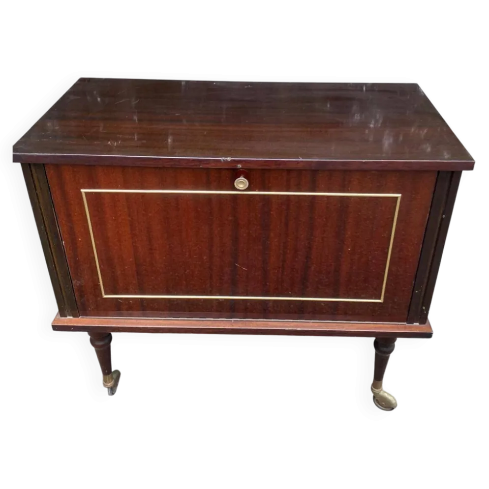 Meuble bar vintage rétro mid-century sur roulettes avec éclairage 1960
