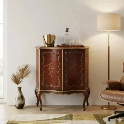 Meuble bar vintage style baroque en bois doré, Italie, XXe siècle