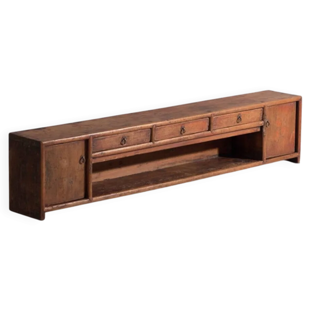 Meuble bas ancien laqué en bois d’orme – Chine, vers 1900