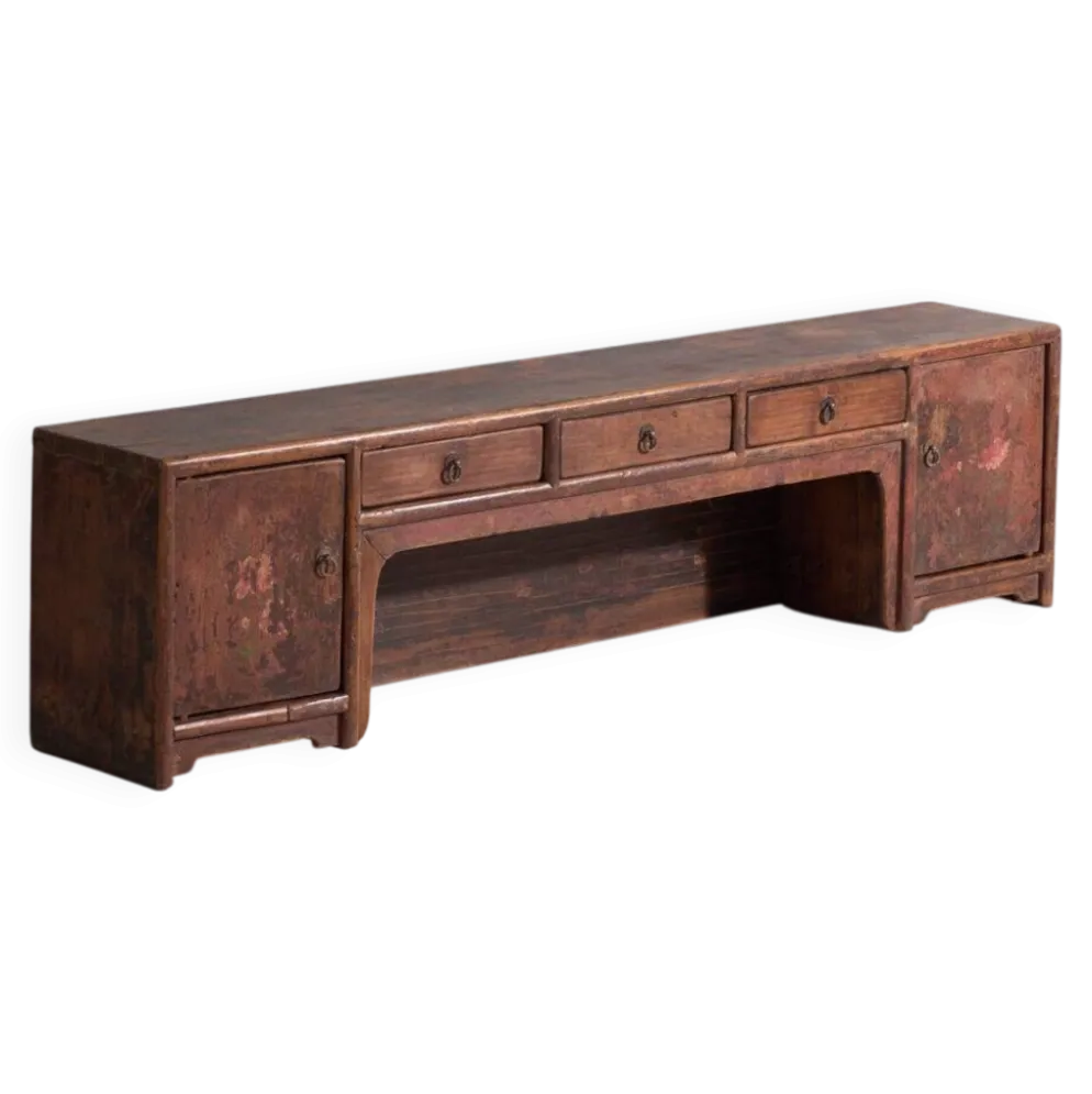 Meuble bas ancien peint en bois de pin – Chine, vers 1900