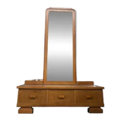 Meuble bas, d'entrée vintage en bois avec miroir
