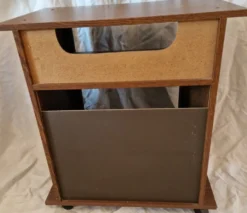 Meuble BerliozCréations vintage en bois figuré et verre fumé Made in France