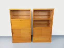 Meuble bibliothèque de rangement vintage en bois de chêne des années 60