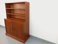 Meuble bibliothèque de rangement vintage en teck des années 60