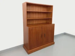 Meuble bibliothèque de rangement vintage en teck des années 60