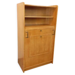 Meuble bibliothèque vintage avec table d’appoint en bois de chêne