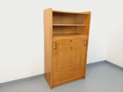 Meuble bibliothèque vintage avec table d’appoint en bois de chêne