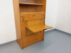 Meuble bibliothèque vintage avec table d’appoint en bois de chêne