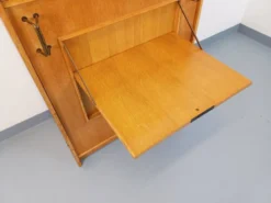 Meuble bibliothèque vintage avec table d’appoint en bois de chêne