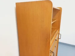 Meuble bibliothèque vintage avec table d’appoint en bois de chêne