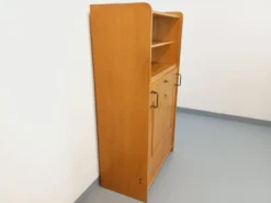 Meuble bibliothèque vintage avec table d’appoint en bois de chêne