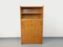 Meuble bibliothèque vintage avec table d’appoint en bois de chêne